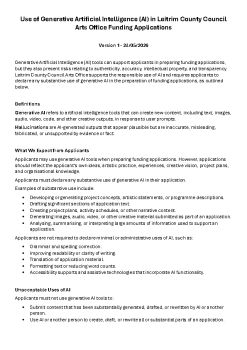 Leitrim County Council Arts Office Funding Applications AI Policy summary image
										