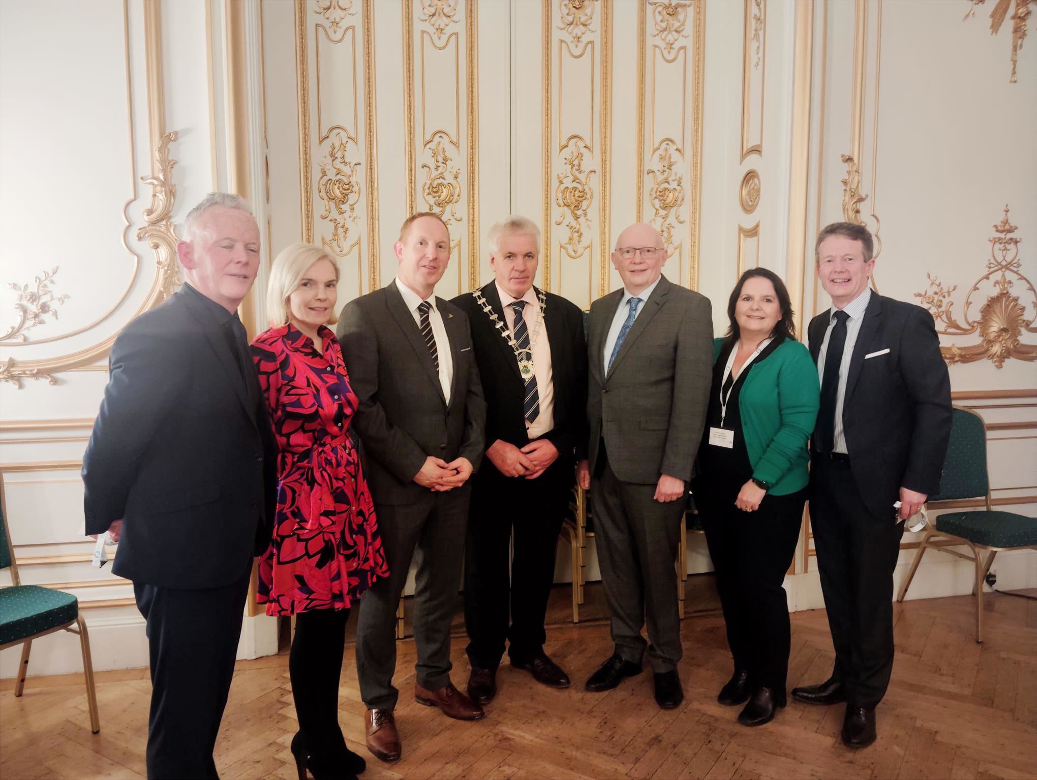 Cllr Paddy Farrell, Cathaoirleach Leitrim County Council, CE Joseph Gilhooly, CC Staff, Mr. Michael  Lohan, CEO, IDA Ireland