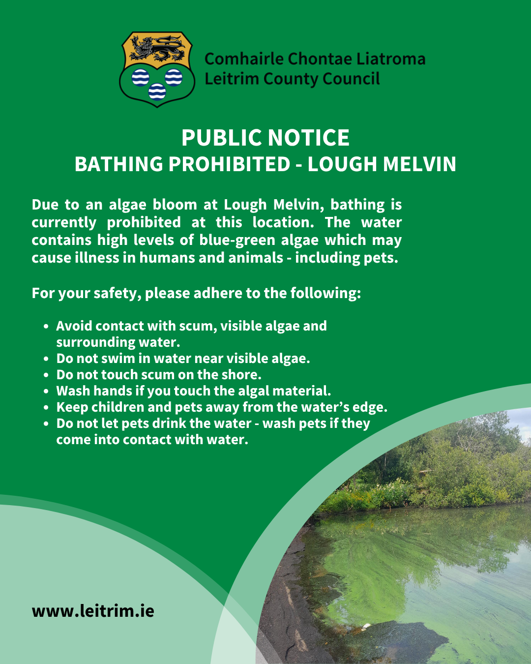 LOUGH MELVIN - ALGAE BLOOMS NOTICE LOUGH MELVIN - ALGAE BLOOMS NOTICE